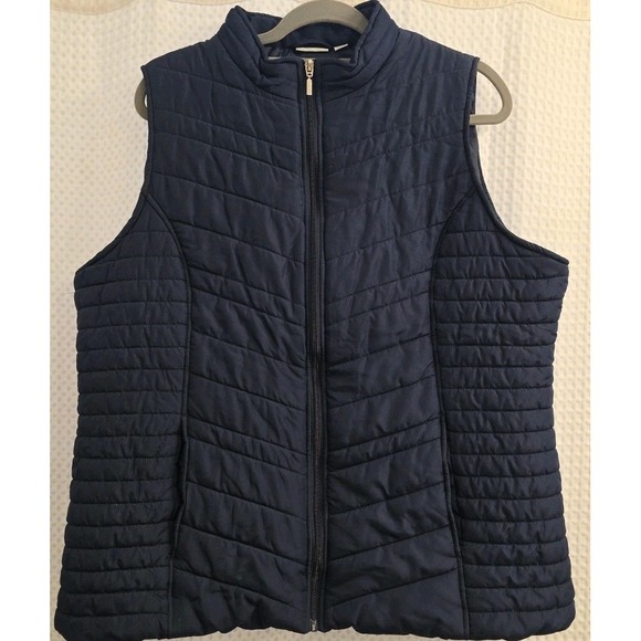 Kim Rogers Puffer Vest Women XL Blue Full Zip Quilted Lined Pocket LIghtweight - Picture 1 of 8